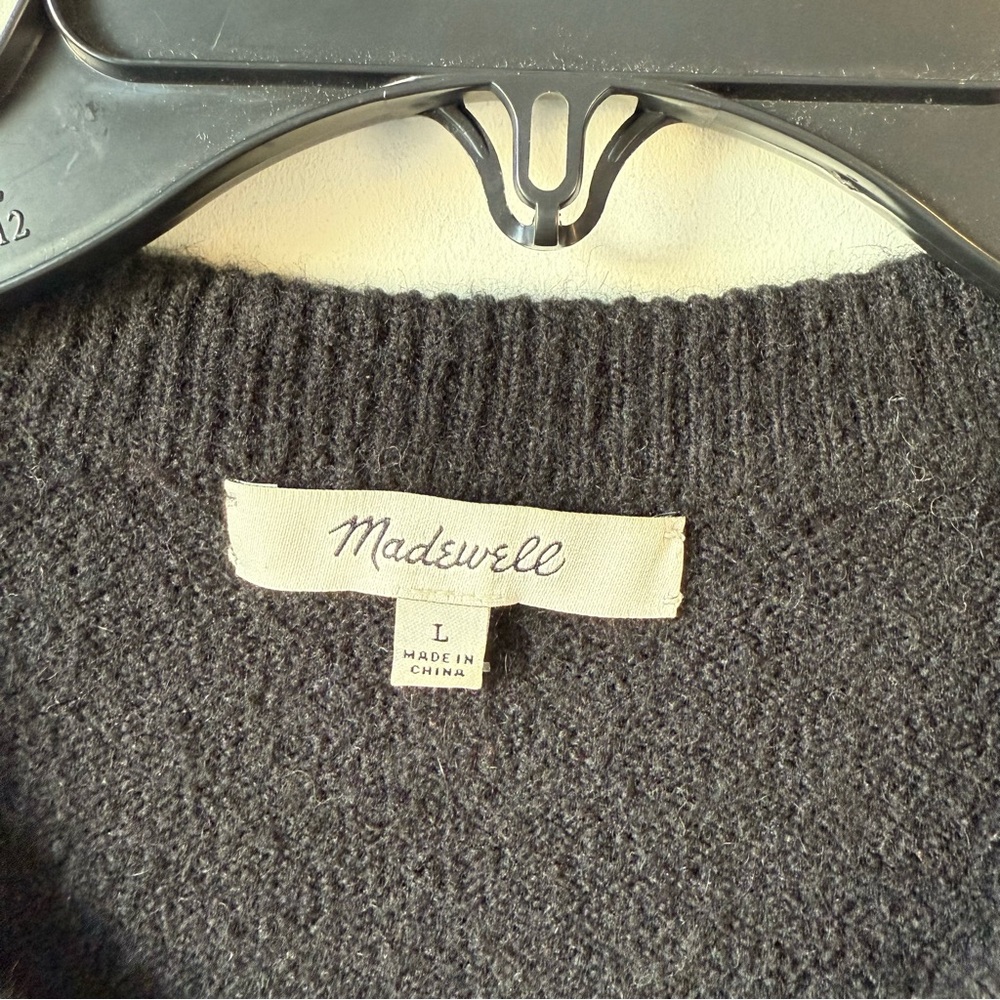 Madewell Fremont Merino Wool Alpaca Blend Sweater Black Colorblock L - Picture 4 of 9